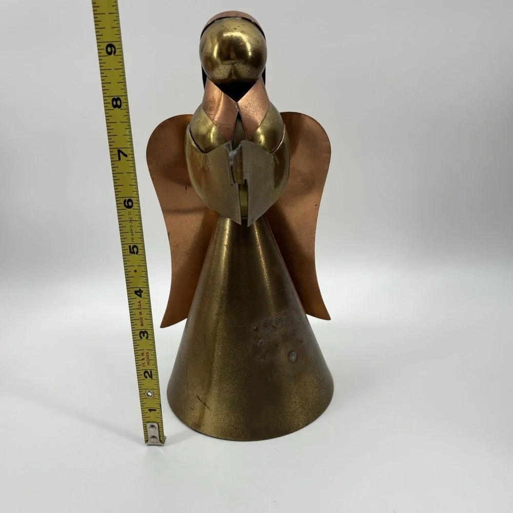 Vintage Mid‎ Century Brass & Copper Angel Christmas Candleholder 6